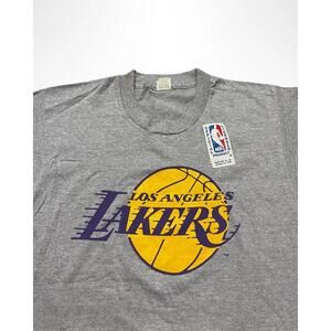 1980S Nwt Los Angeles Lakers Nba Logo T-Shirt Screen Stars Grey Small